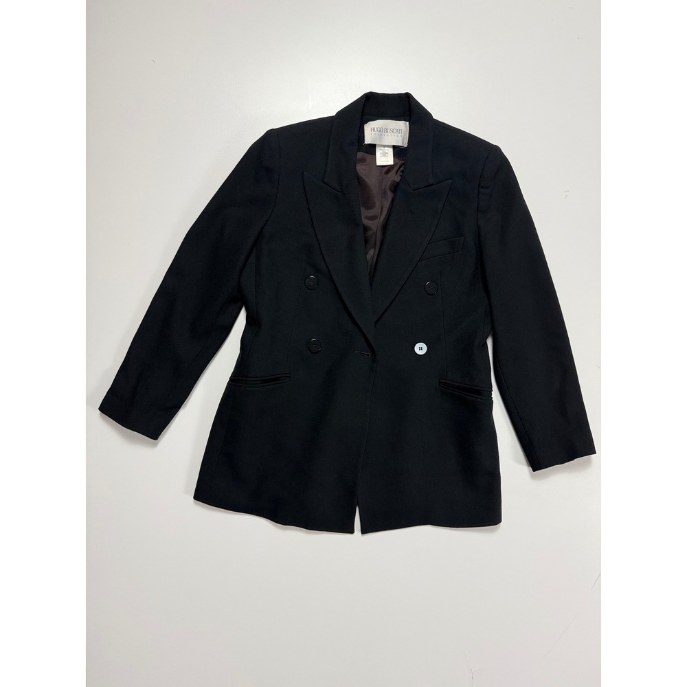 Hugo Buscati Collection Black Double Breasted Blazer Jacket Women 6P Petite